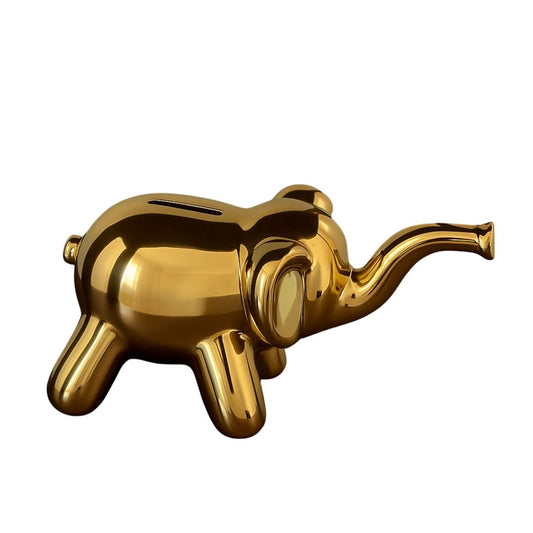 Ceramic Elephant Bank – Gold-0