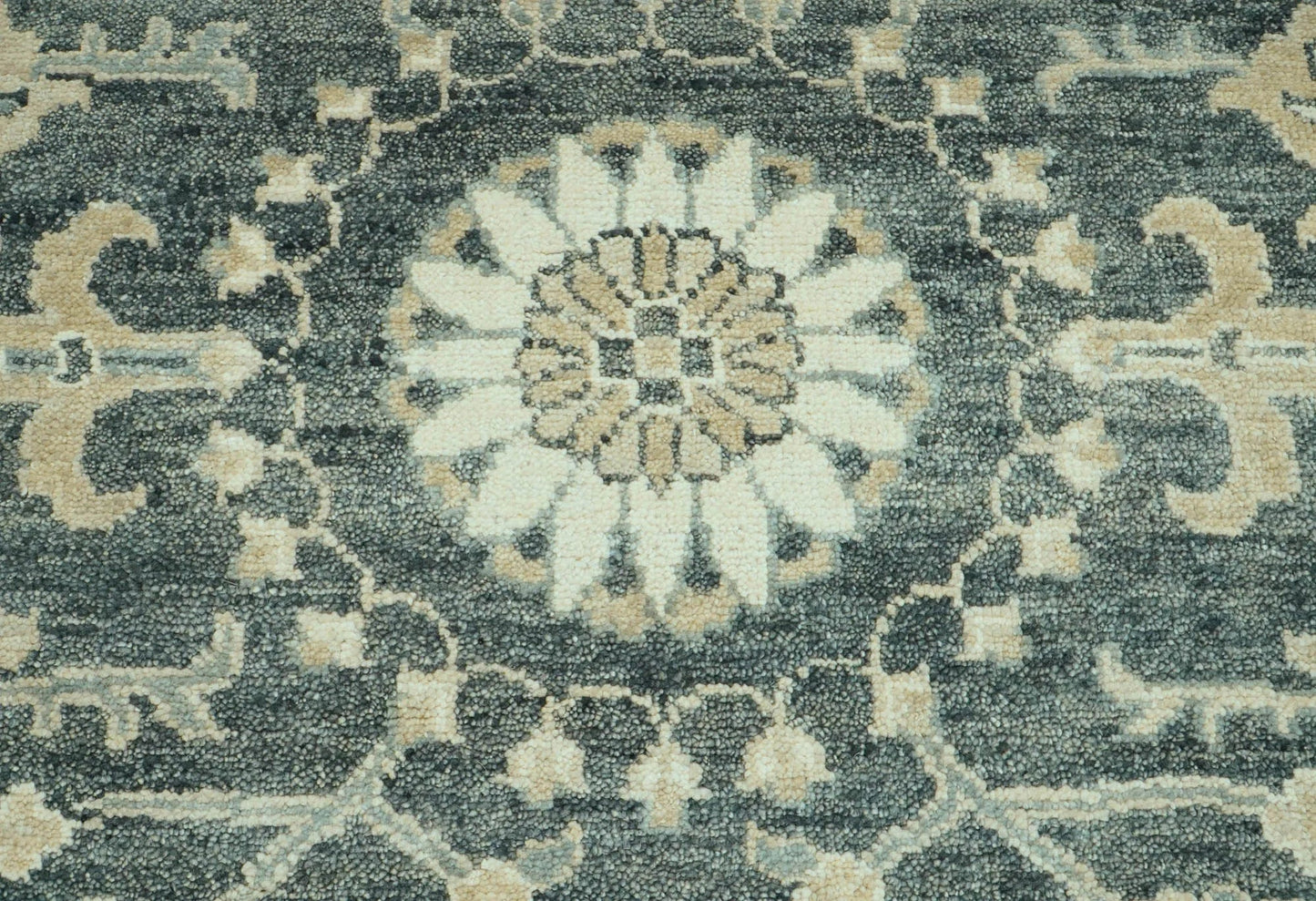 LoomBloom 8x10 Slate Hand Knotted Transitional Oushak Wool Oriental Area Rug-4