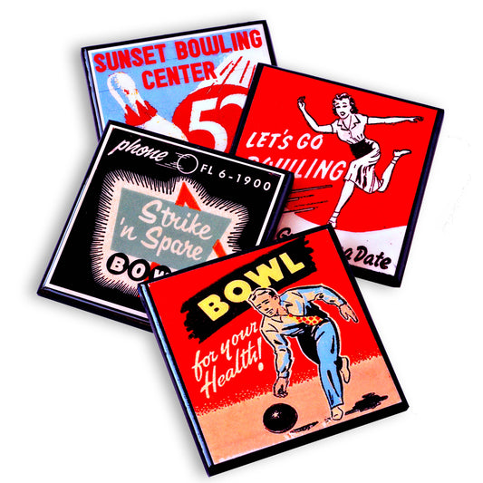 Lets Bowl!  Vintage Bowling Coaster Set-0