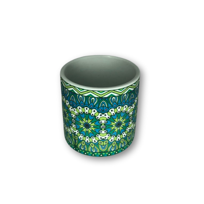 Green and Blue Bohemian Patterned Flower Pot-0