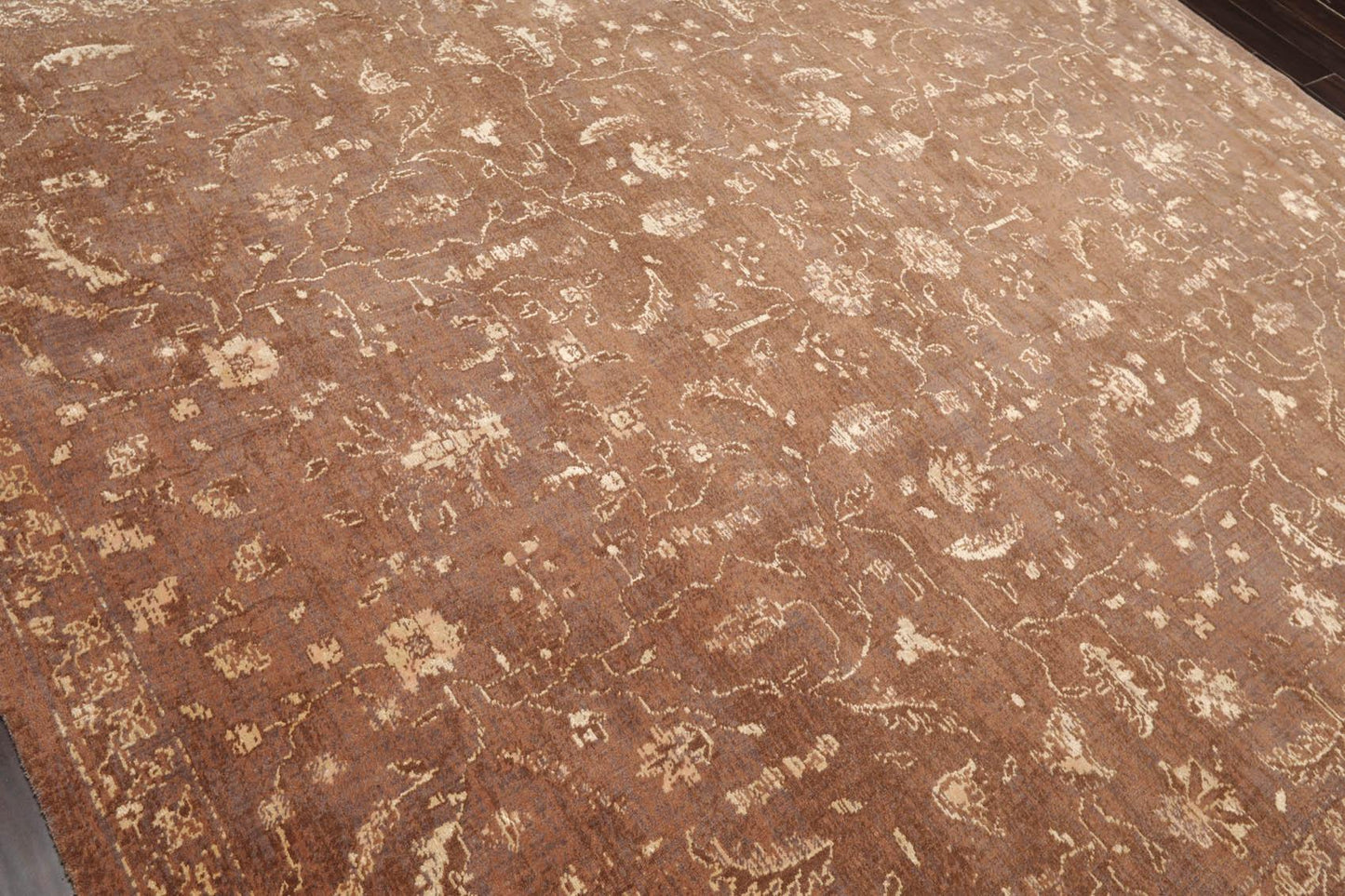 7'1" x 9' 100% New Zealand Wool Transitional Oriental Area Rug Brown-3