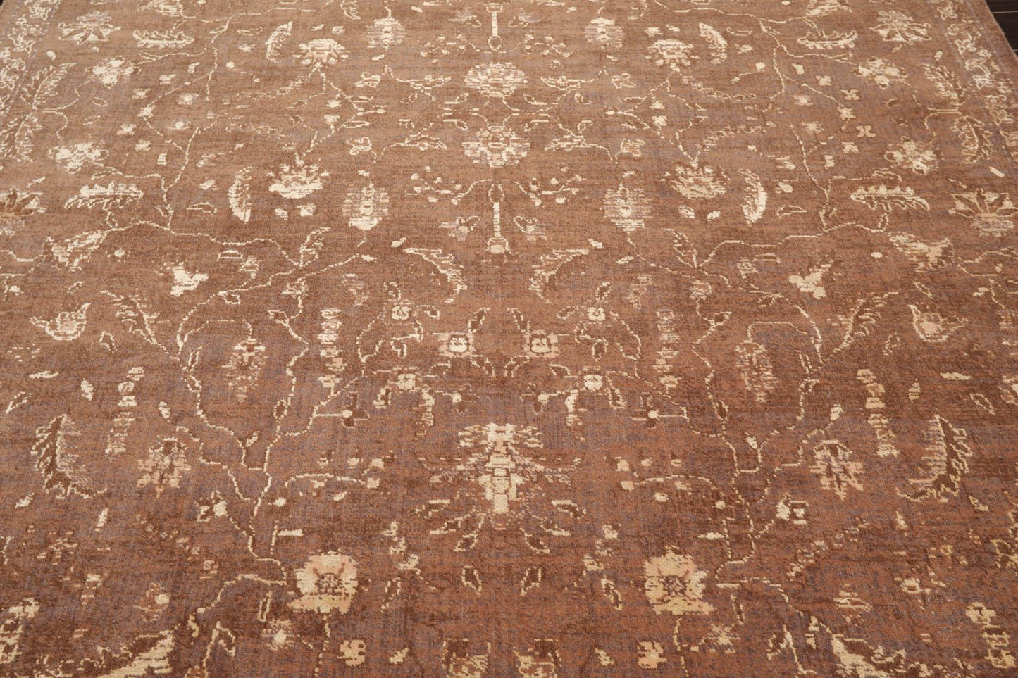 7'1" x 9' 100% New Zealand Wool Transitional Oriental Area Rug Brown-4