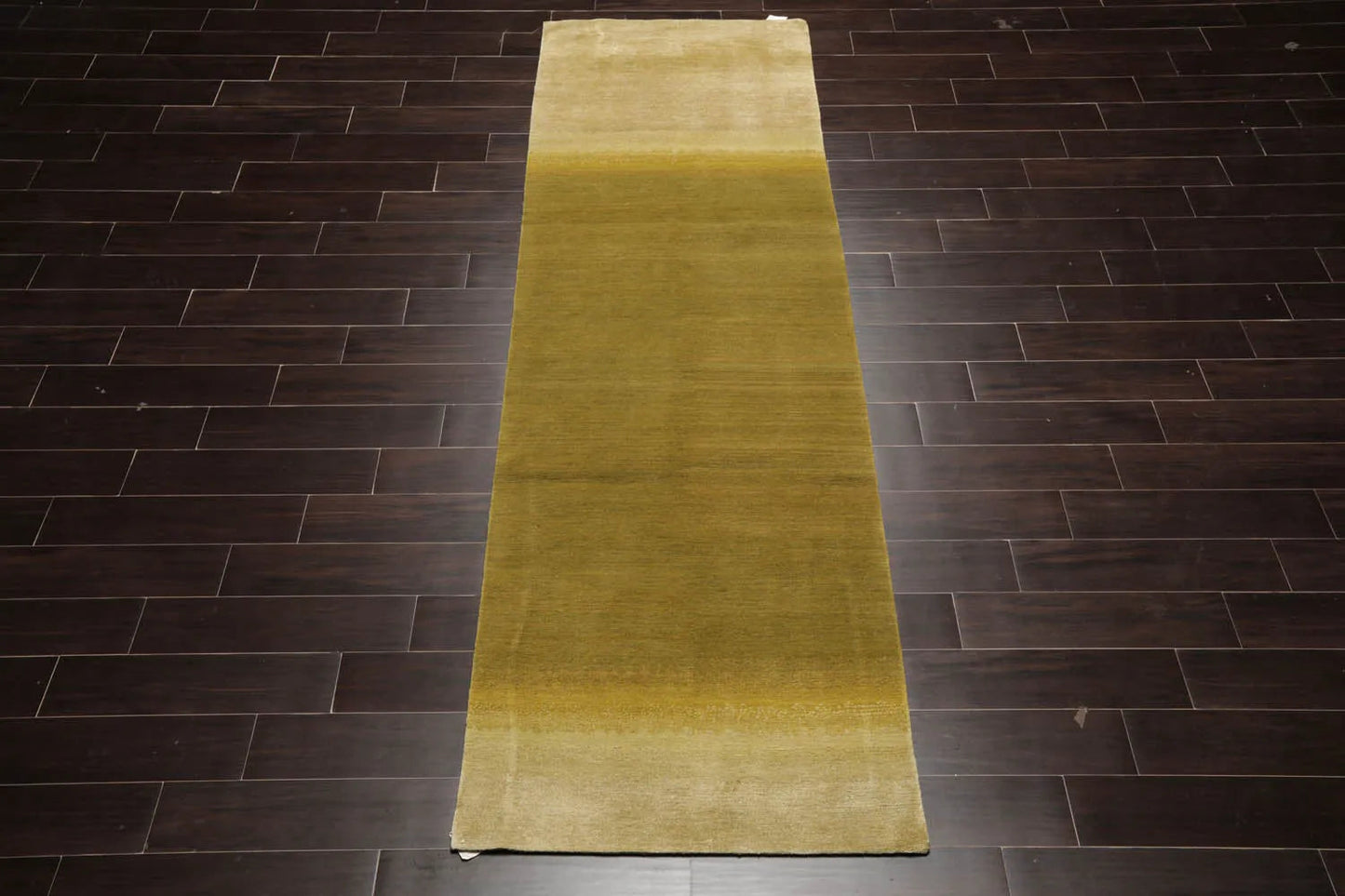 3'1''x12'1'' Runner Olive, Green Hand Knotted Tibetan 100% Wool ombre Modern & Contemporary Oriental Area Rug-2