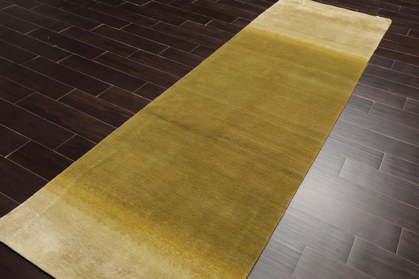 3'1''x12'1'' Runner Olive, Green Hand Knotted Tibetan 100% Wool ombre Modern & Contemporary Oriental Area Rug-3