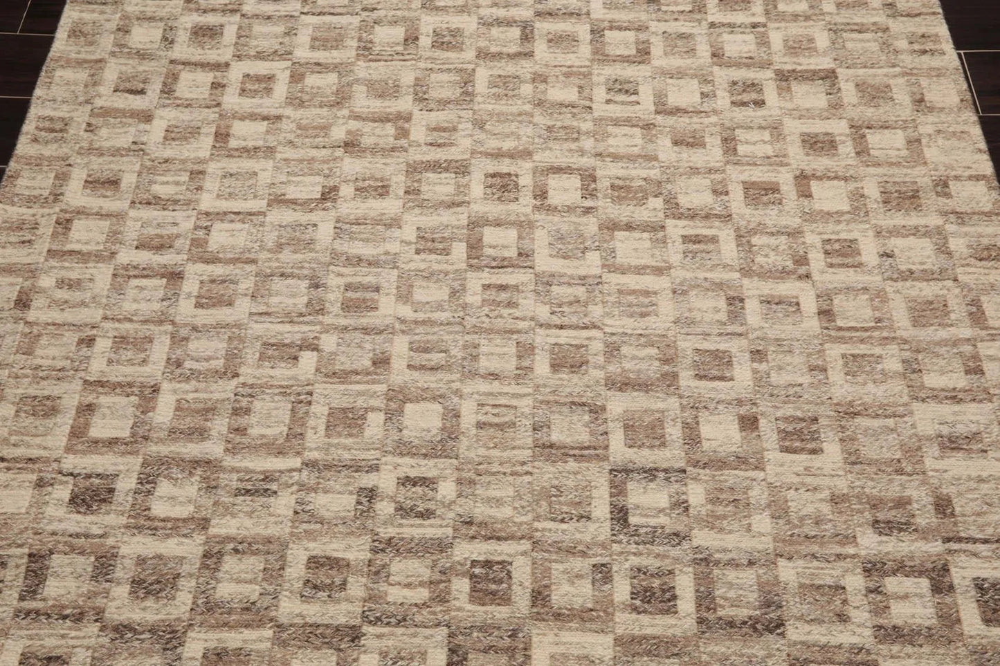 5'1'' x 8'6'' Hand Knotted Wool Modern Area Rug Beige, Brown-3