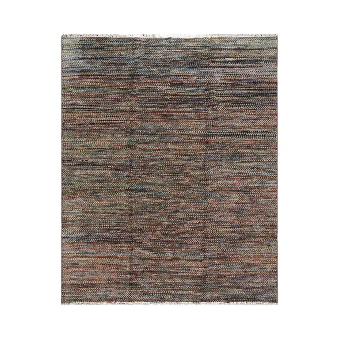 LoomBloom 7'10''x10' Gray Hand Knotted Modern Geometric Wool Oriental Area Rug-1