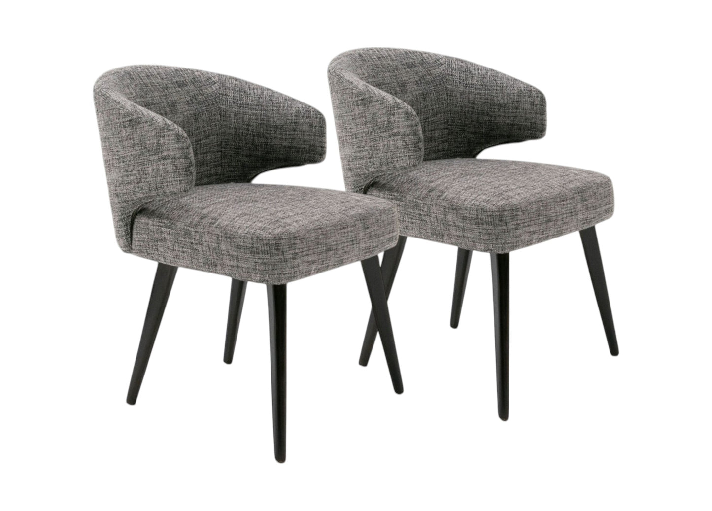 Gray and Black Upholstered Fabric Wing Back Dining Arm Chair-1