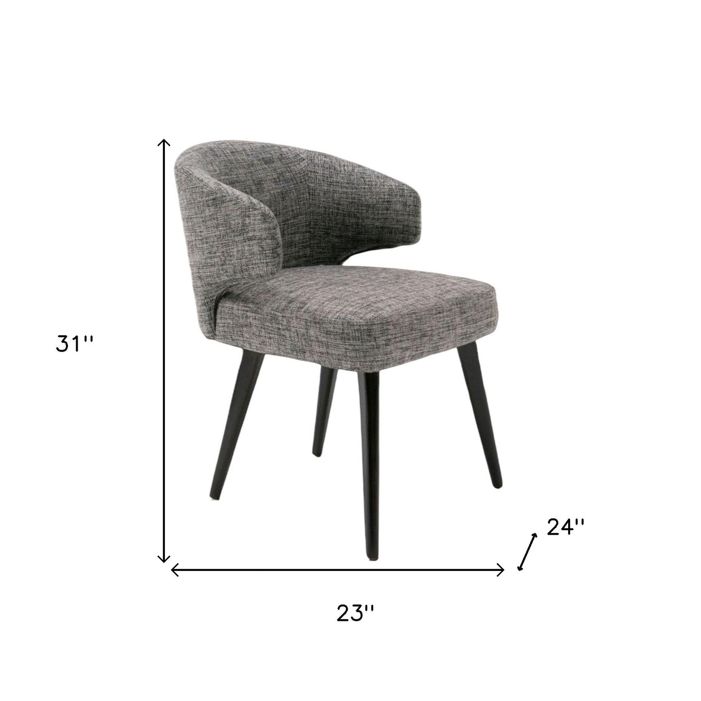 Gray and Black Upholstered Fabric Wing Back Dining Arm Chair-7