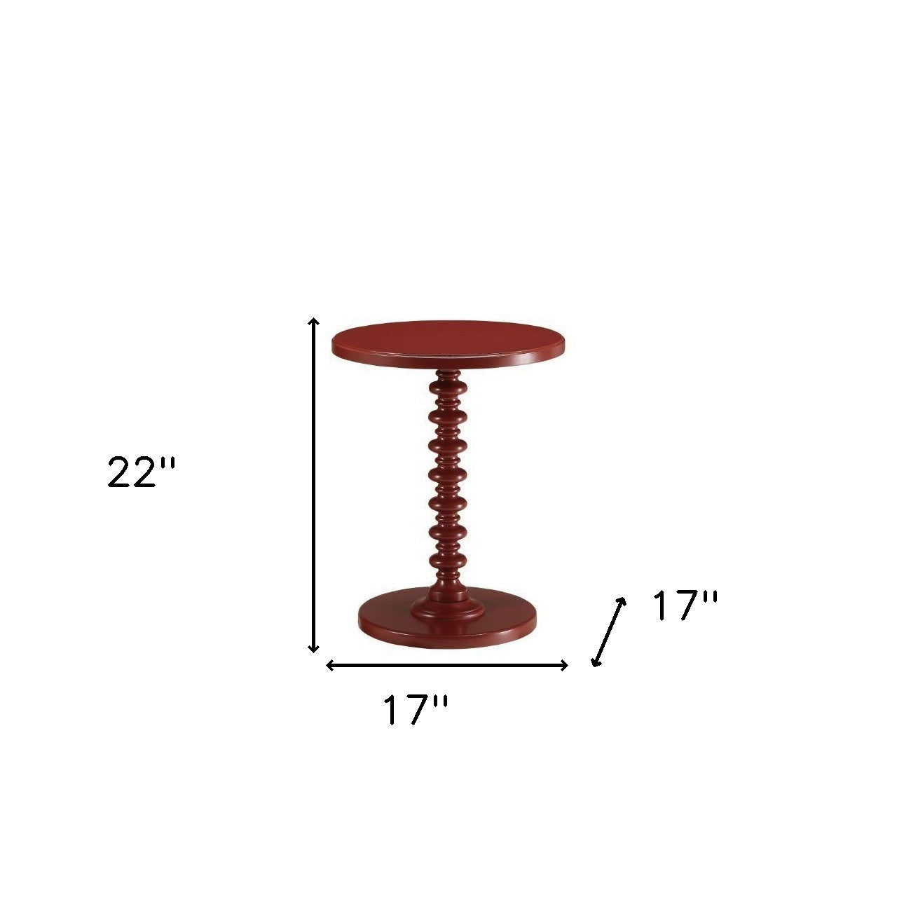 22" Red Solid Wood Round End Table-4