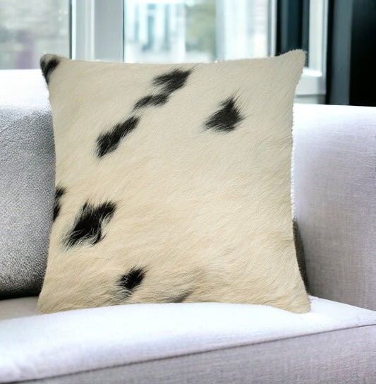 18" White And Black Cowhide Throw Pillow-0