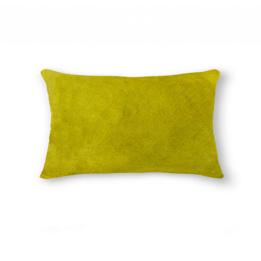 12" X 20" Yellow Cowhide Throw Pillow-0