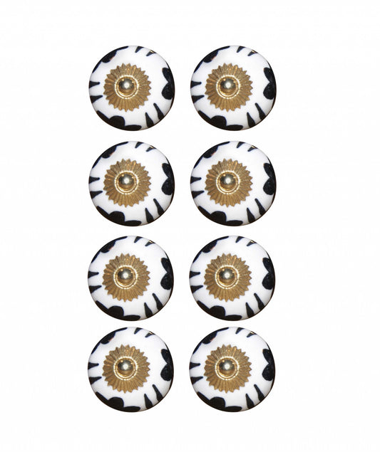 1.5" X 1.5" X 1.5" Black White And Gold  Knobs 8 Pack-1