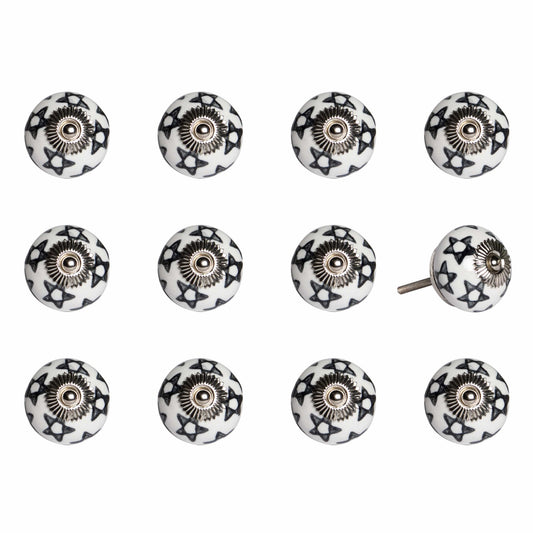 1.5" X 1.5" X 1.5" White Black And Silver  Knobs 12 Pack-0