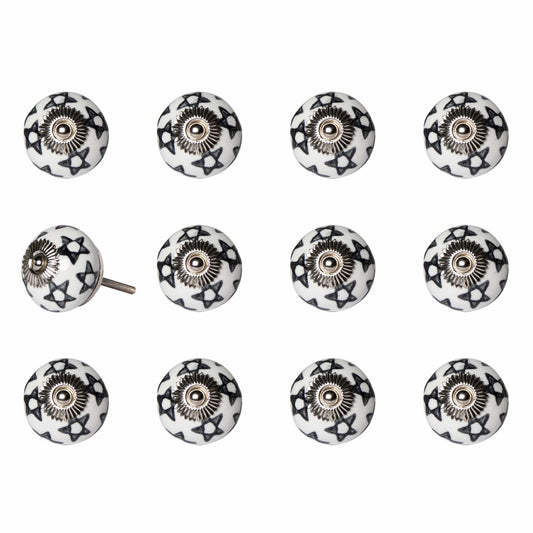 1.5" X 1.5" X 1.5" White Black And Silver  Knobs 12 Pack-1