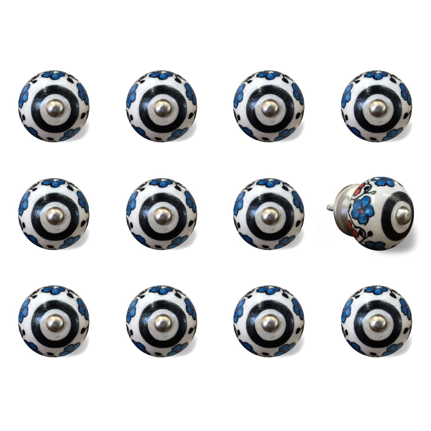 1.5" X 1.5" X 1.5" White Black And Navy Knobs 12 Pack-1