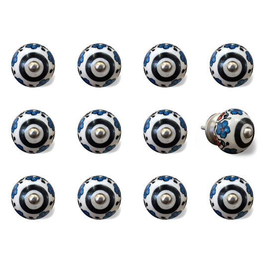 1.5" X 1.5" X 1.5" White Black And Navy  Knobs 12 Pack-1