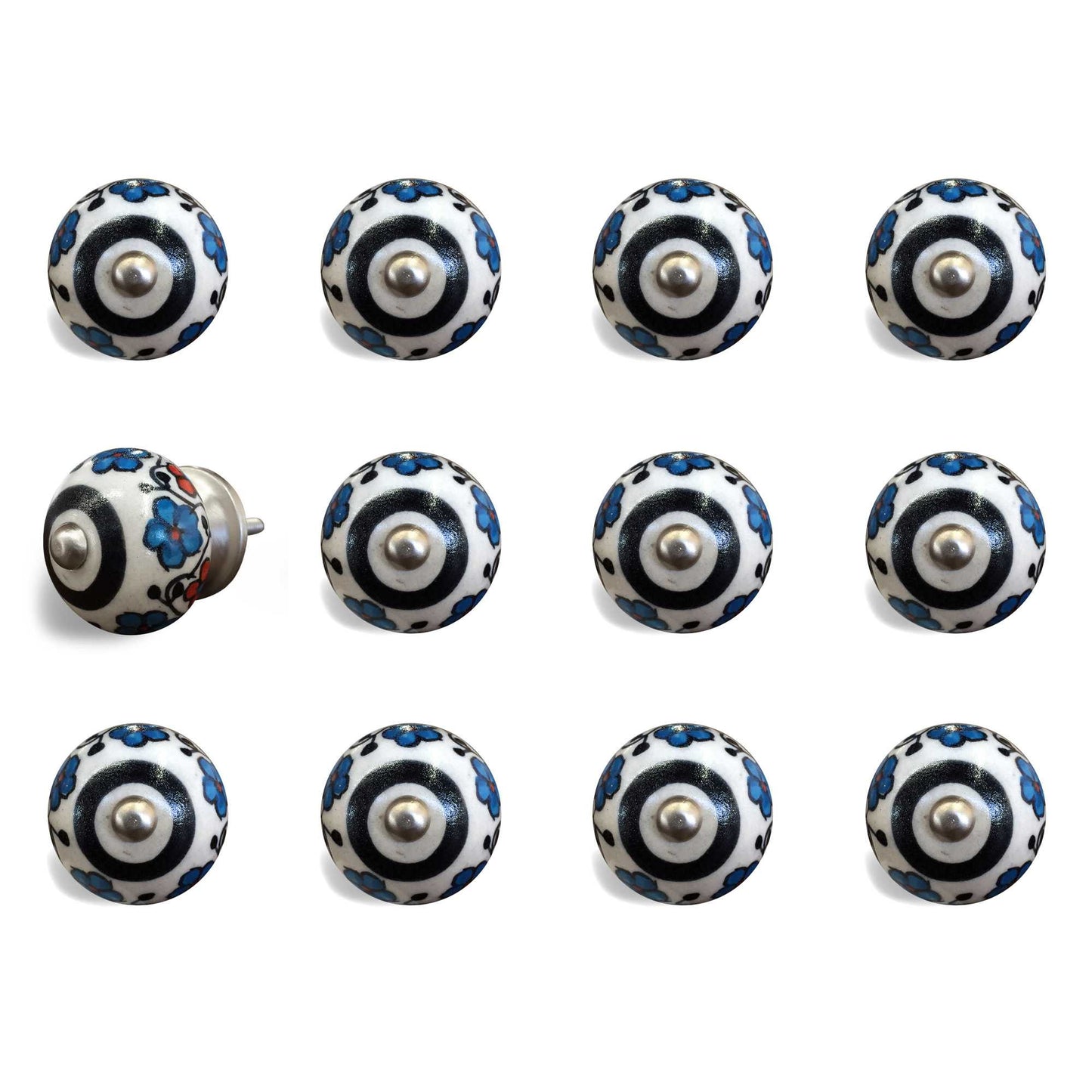 1.5" X 1.5" X 1.5" White Black And Navy Knobs 12 Pack-2