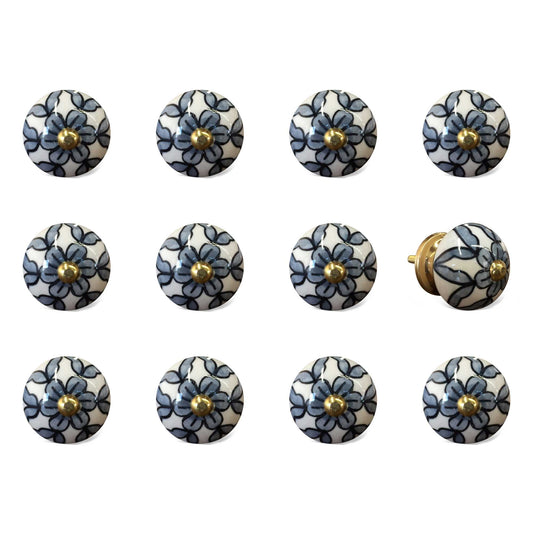 1.5" X 1.5" X 1.5" White Blue And Black  Knobs 12 Pack-1