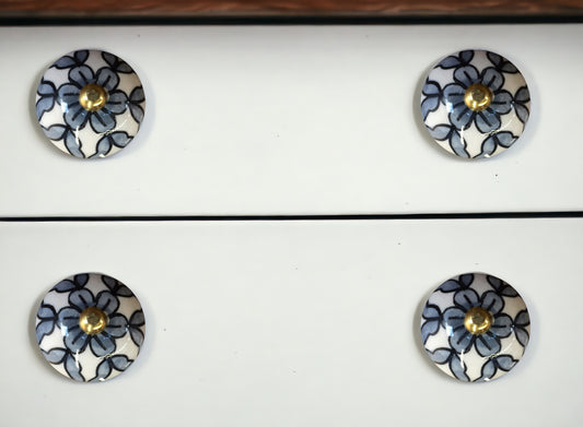 1.5" X 1.5" X 1.5" White Blue And Black  Knobs 12 Pack-0