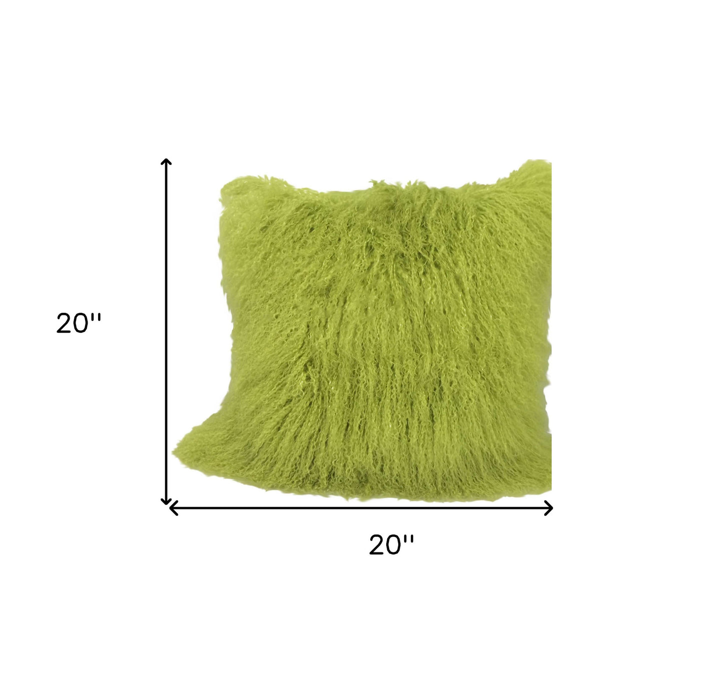 20" Lime Green Genuine Tibetan Lamb Fur Pillow With Microsuede Backing-4
