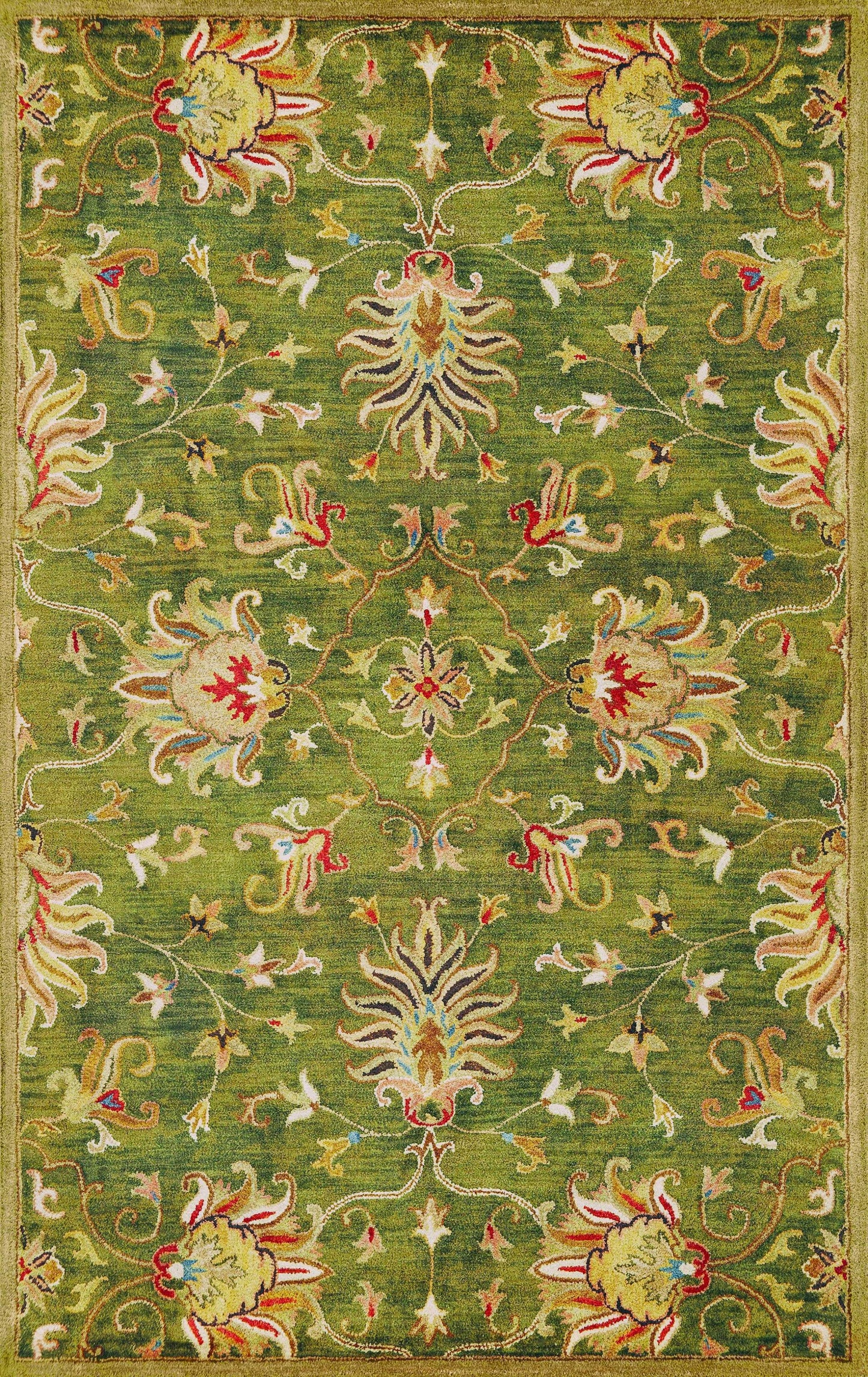 9' X 13' Wool Emerald Green Area Rug-1