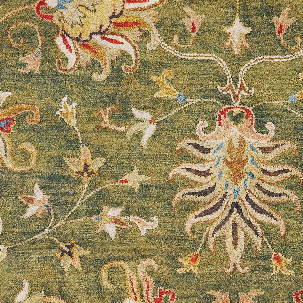 9' X 13' Wool Emerald Green Area Rug-3