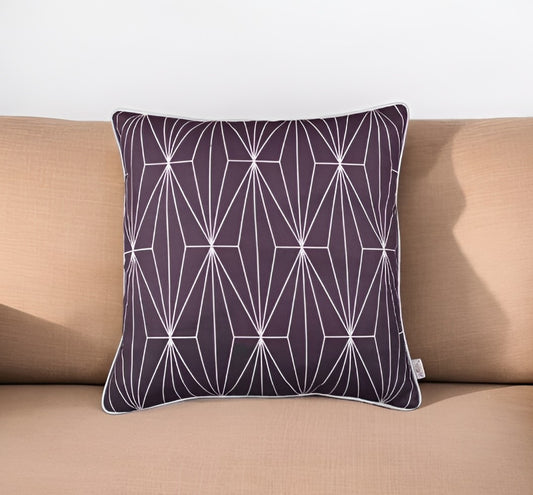 18" Purple and White Throw Pillow Cover-0
