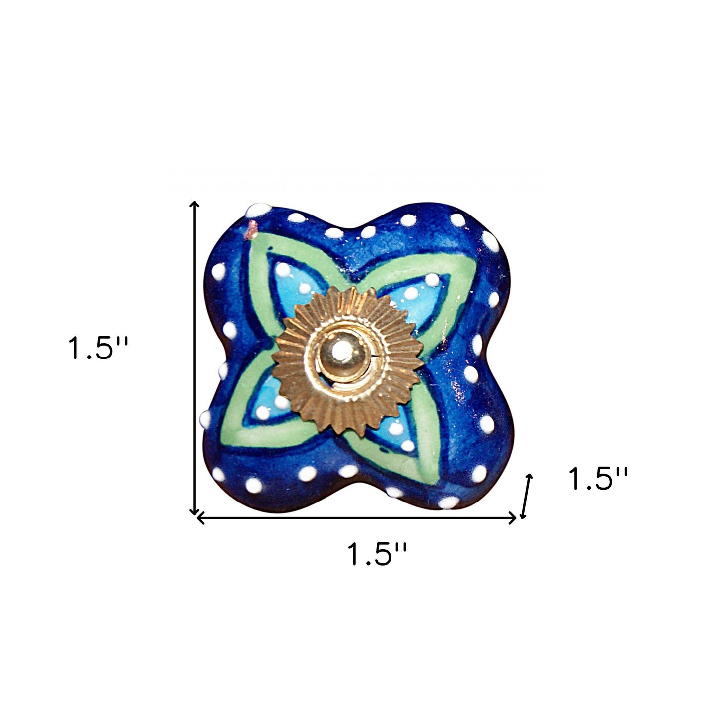 Set of Eight Blue And Green Floral Ceramic Drawer Pull Knobs-6