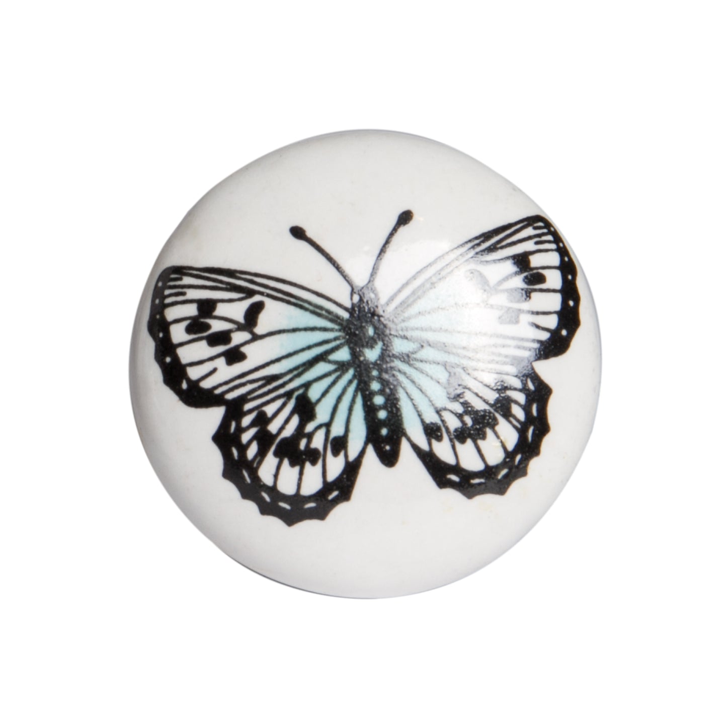 Set of Twelve Black And White Botanical Ceramic Drawer Pull Knobs-2