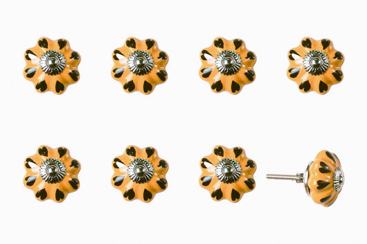 1.5" X 1.5" X 1.5" Ceramic Metal Yellow Green 8 Pack Knob-1