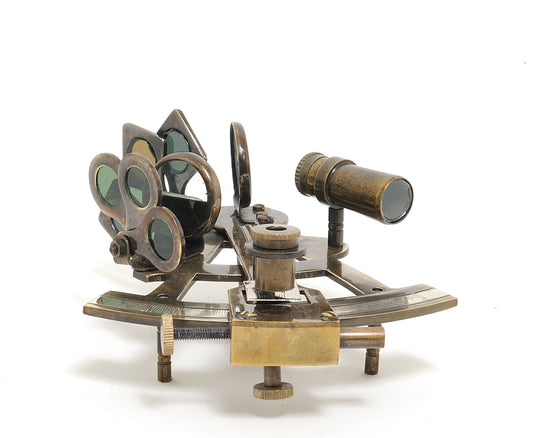 4" X 4.5" X 2.5" Nautical Sextant In Wood Box  Medium-0