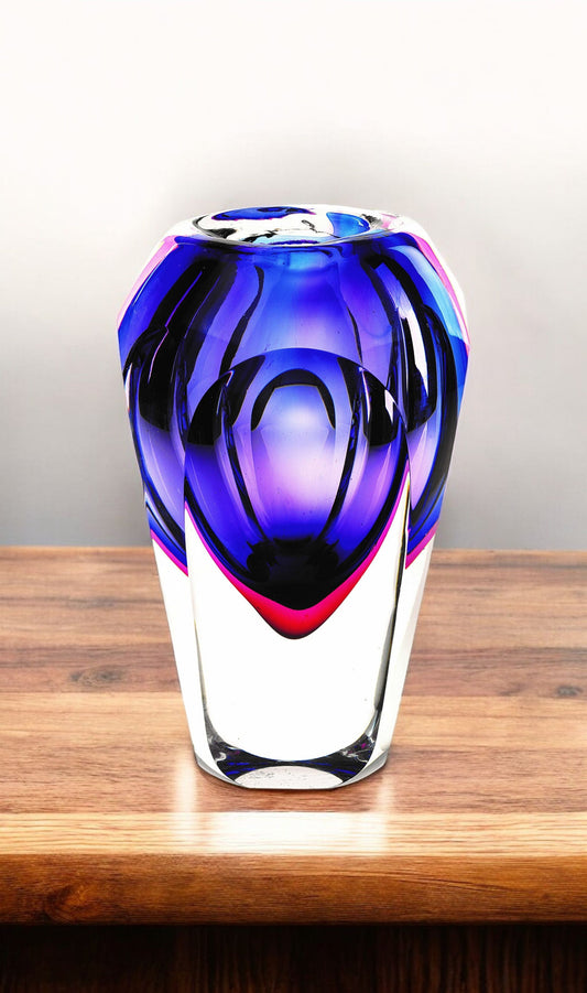 10" Purple Cylinder Crystal Glass Table Vase-0