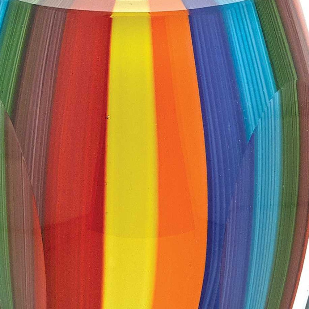 6" Blue Clear Red And Yellow Cylinder Crystal Glass Table Vase-4