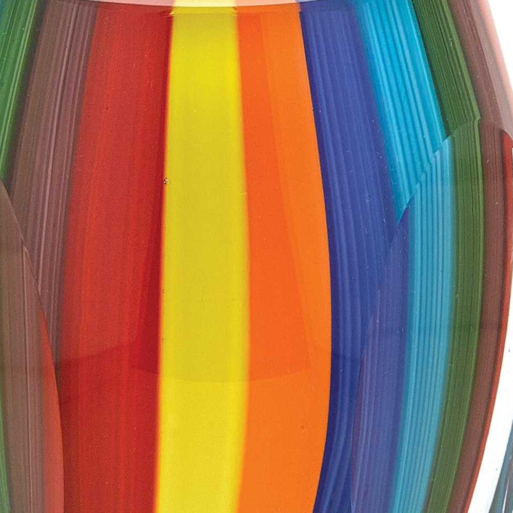 6" Blue Clear Red And Yellow Cylinder Crystal Glass Table Vase-5