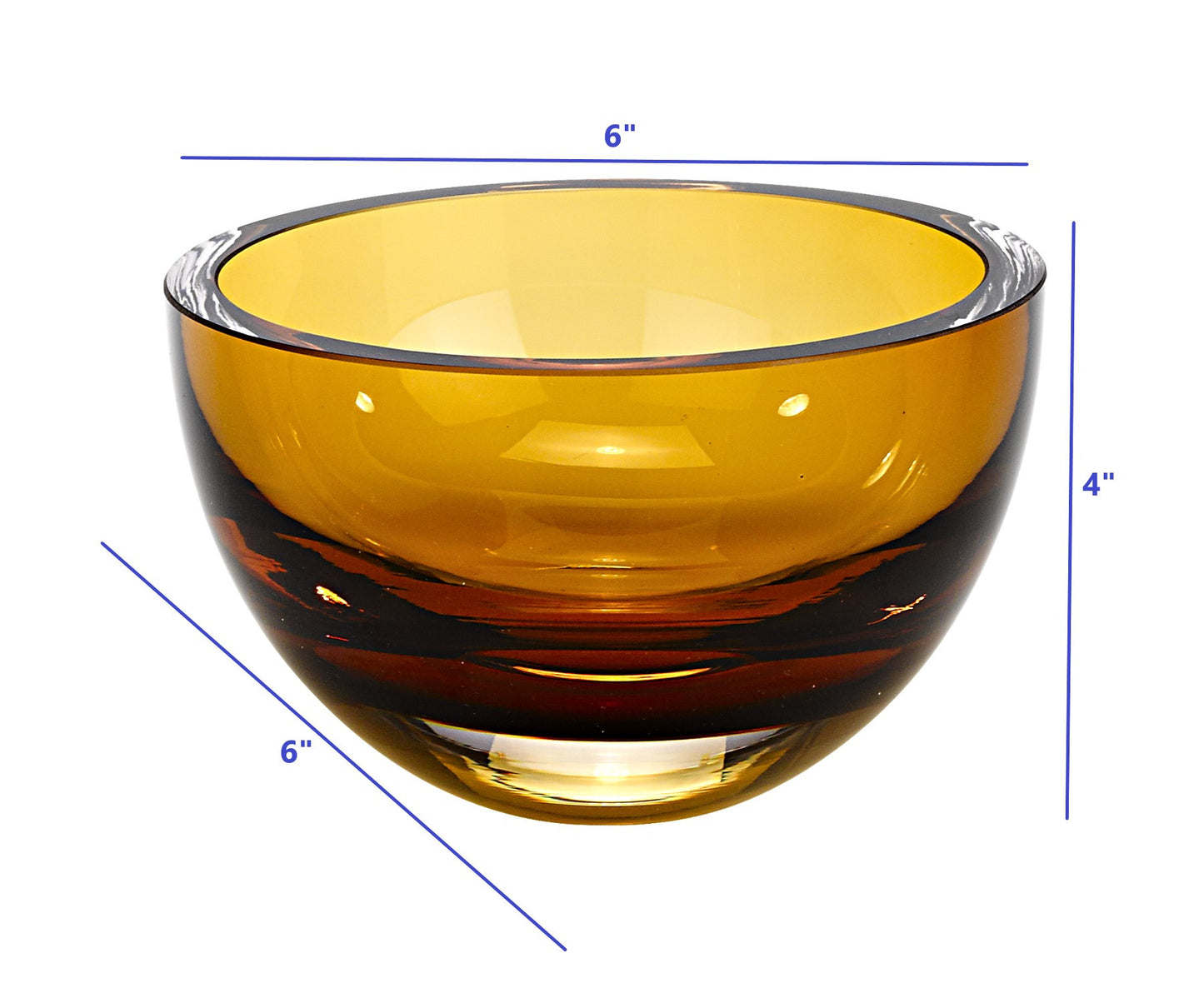 6" Amber Mouth Blown Crystal Thick Walled Bowl-7