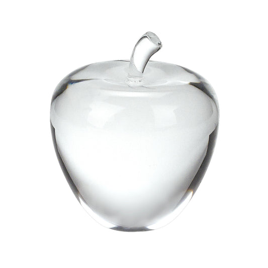4" Clear Crystal Apple Paperweight Tabletop Sculpture-0