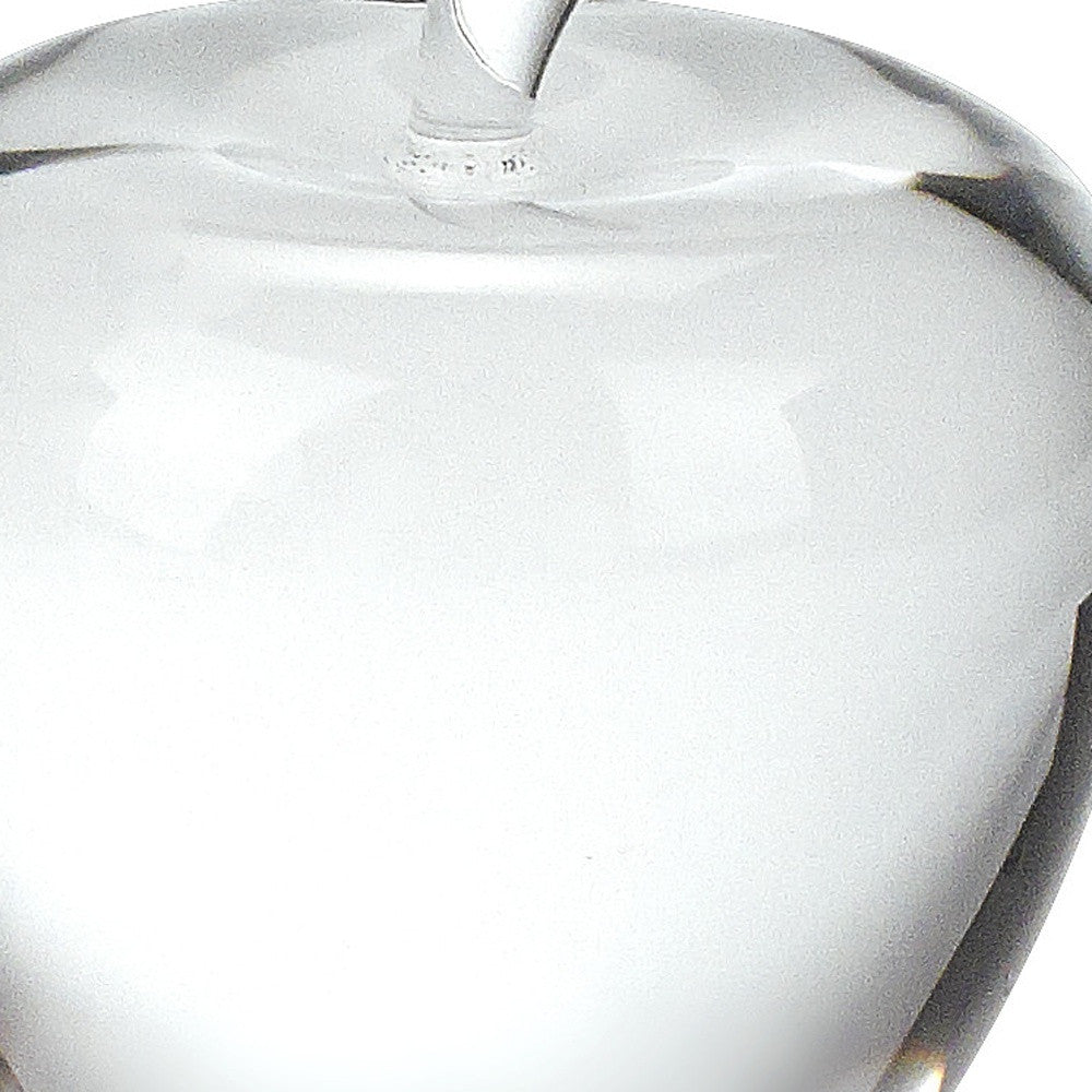 4" Clear Crystal Apple Paperweight Tabletop Sculpture-3