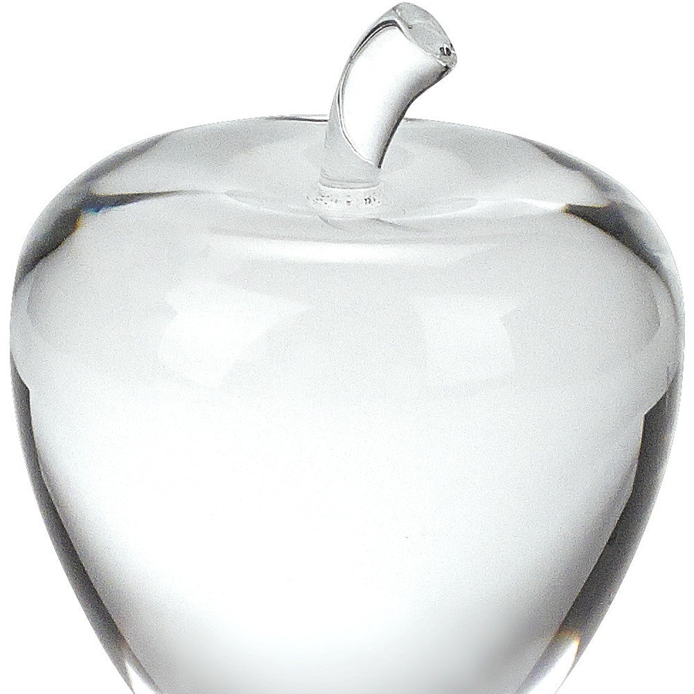 4" Clear Crystal Apple Paperweight Tabletop Sculpture-4