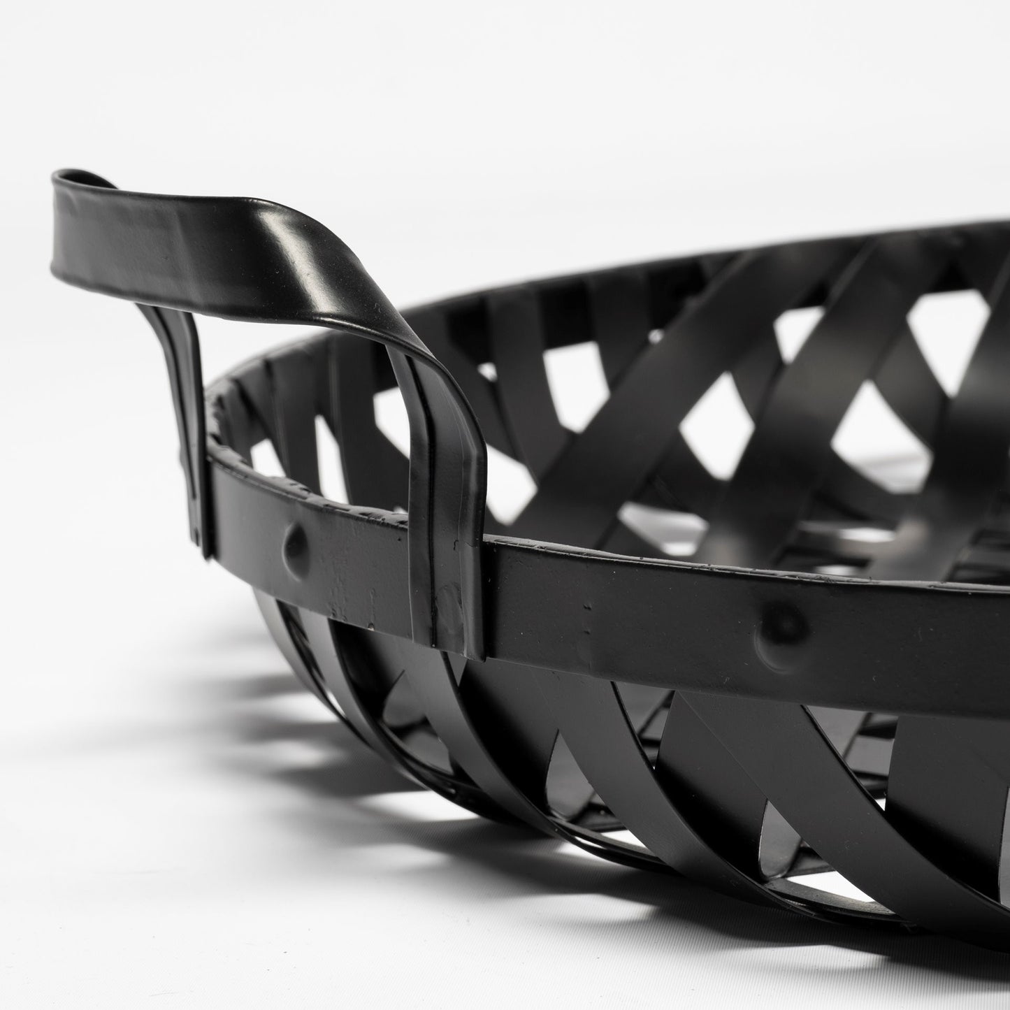 Set of Two Black Round Metal Indoor Outdoor Tray With Handles-6