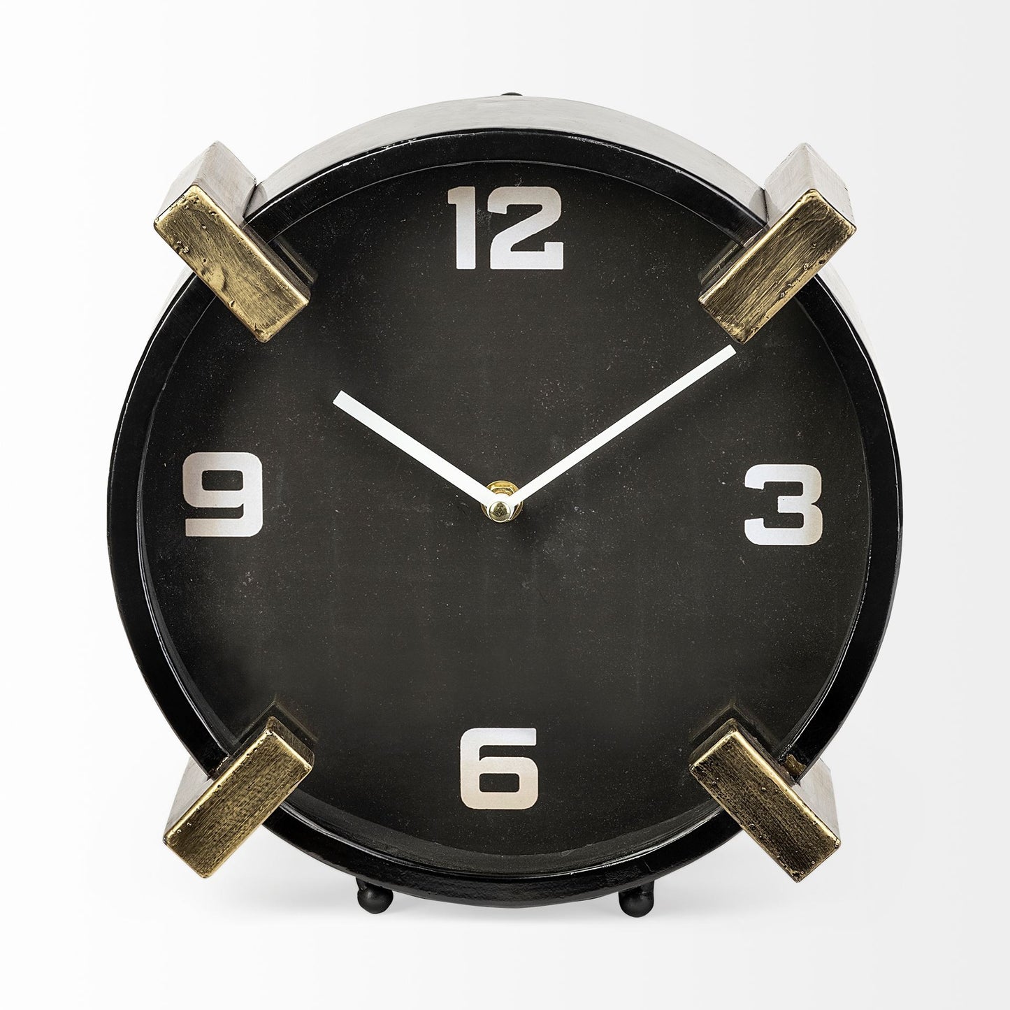 10" Black Stainless Steel Table Clock-0