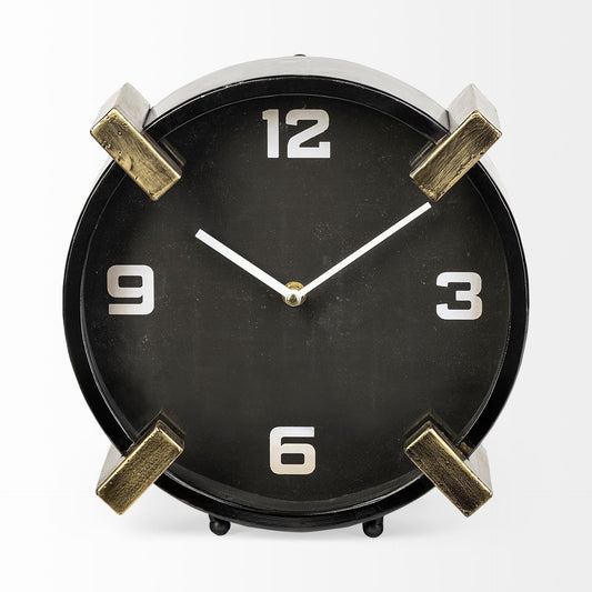 10" Black Stainless Steel Table Clock-0