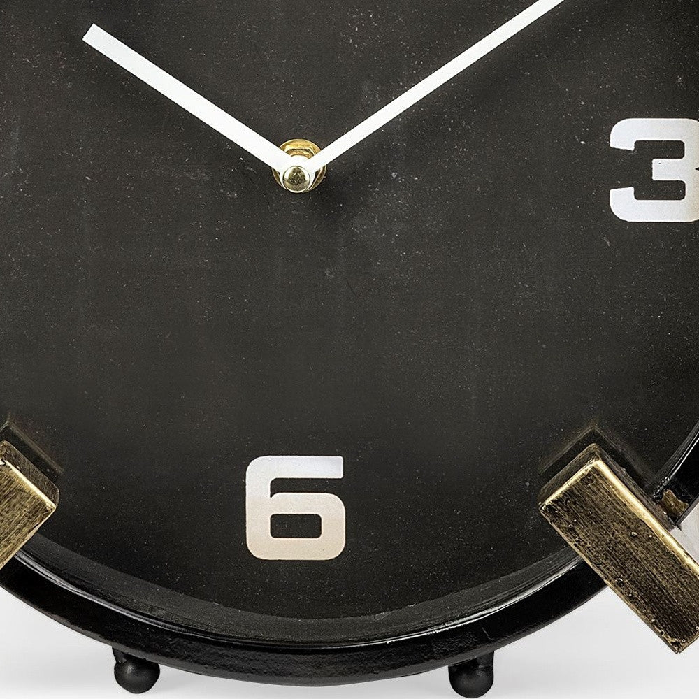 10" Black Stainless Steel Table Clock-2