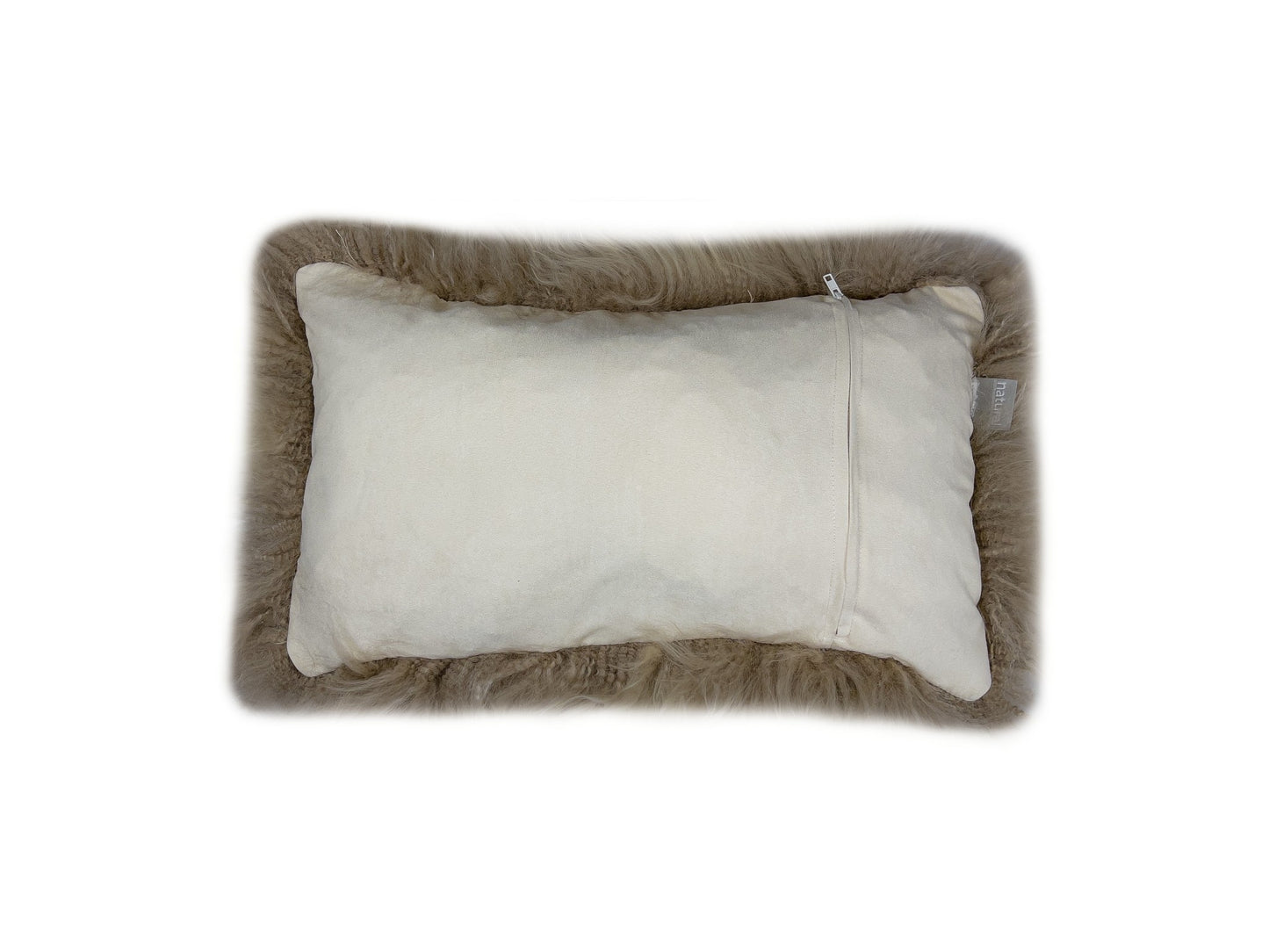 Taupe Natural Sheepskin Lumbar Pillow-2