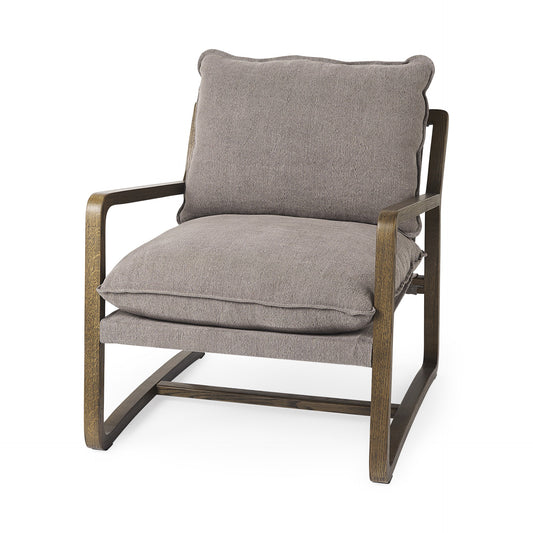 34" Gray and Brown Fabric Lounge Chair-0