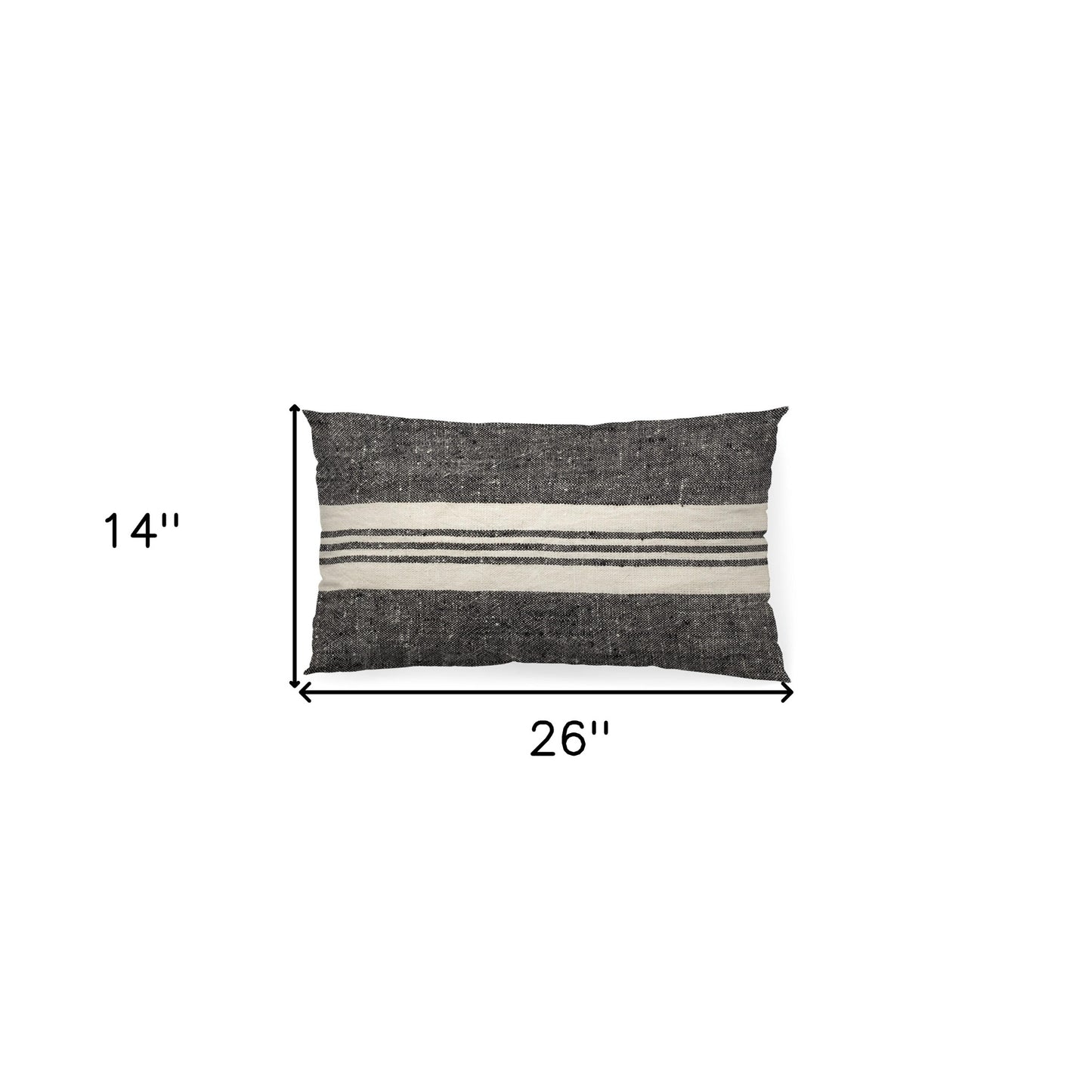 Black And White Striped Lumbar Accent Pillow Cover-8