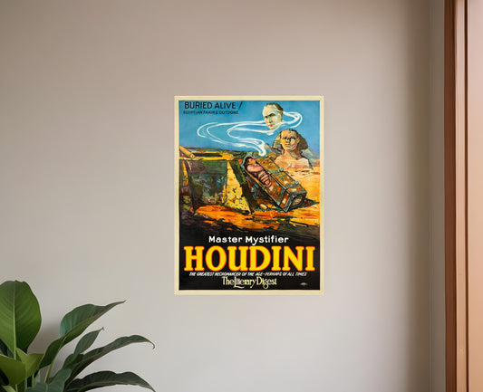 Master Mystifier Houdini Vintage Magic Unframed Print Wall Art-0