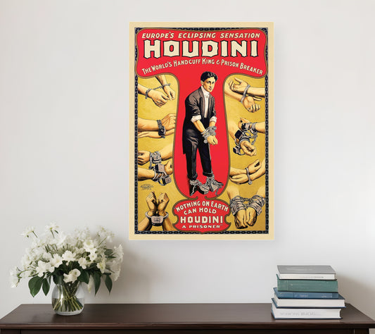 20" X 30" Houdini Handcuff King Vintage Magic Poster Wall Art-0