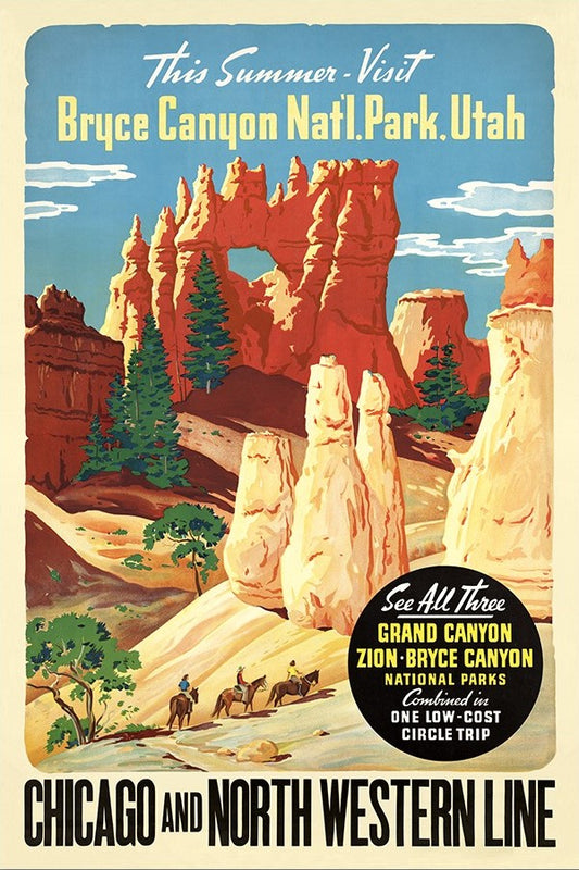 Vintage 1950S Bryce Canyon National Park Unframed Print Wall Art-0