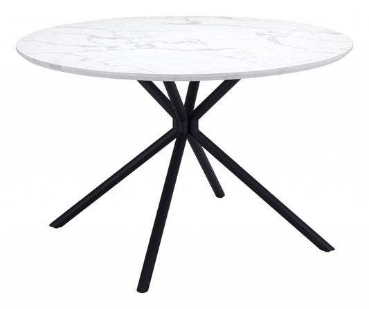 47" White And Black Rounded Steel Dining Table-0