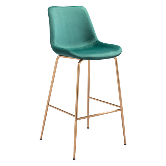 31" Green And Copper Steel Low Back Bar Height Bar Chair-0